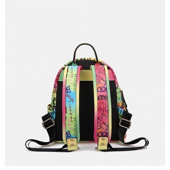 Small Graffiti Effect Daypack Anti-Theft Multipurpose Shoulder Bag Backpack